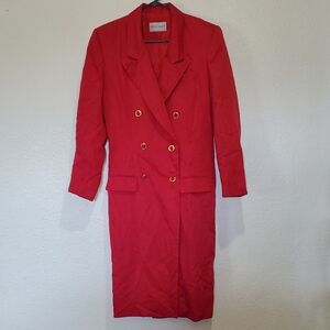 Vintage Sarah Taylor Red Double-Breasted Long Length Blazer